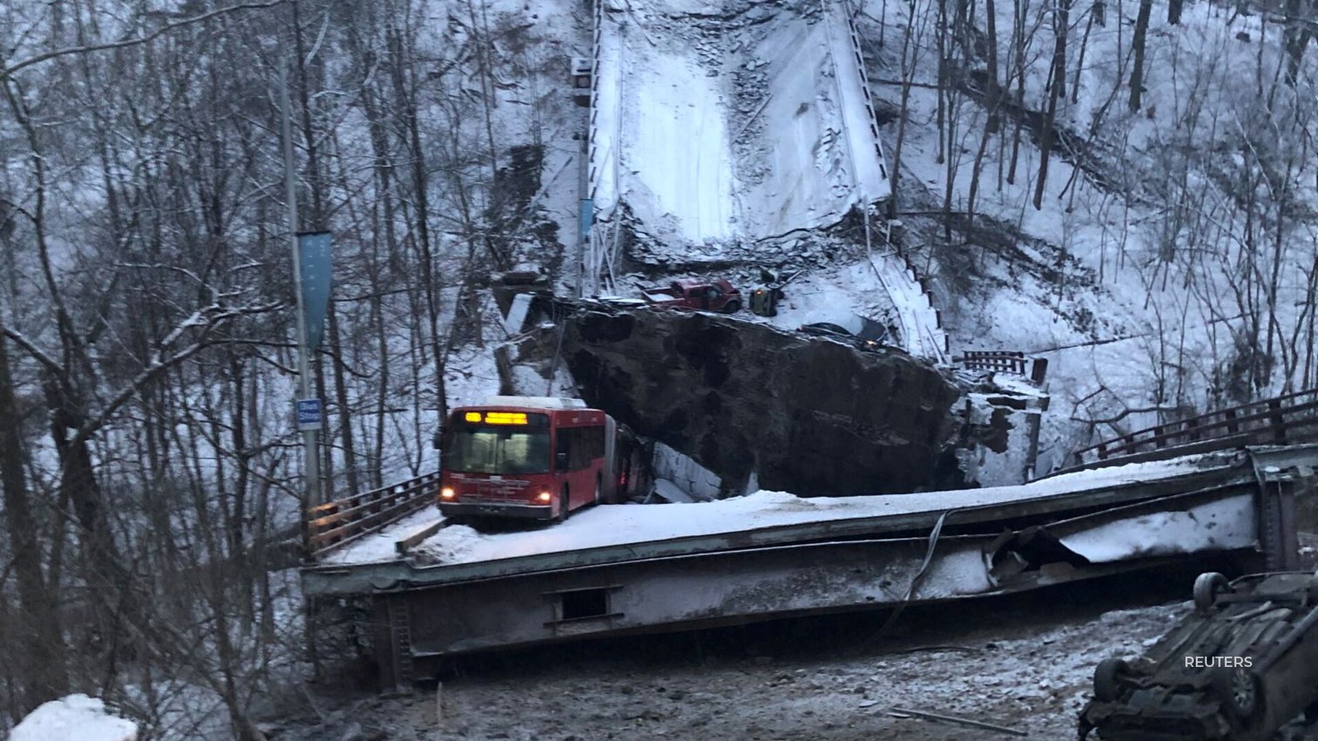 A bridge collapse was reported in Pittsburgh.