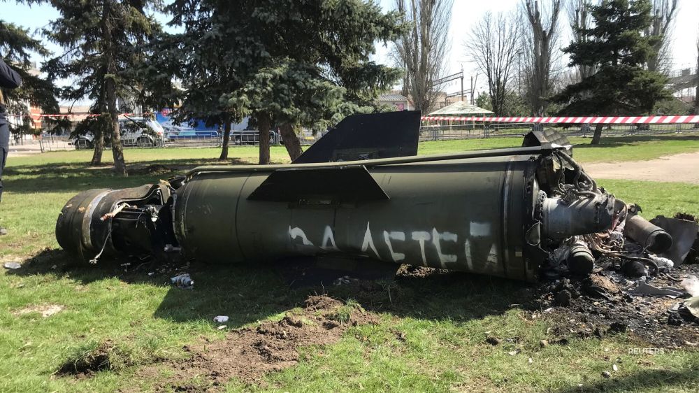 A missile with the words “For the children” painted on it hit a station where thousands of people had gathered to flee in eastern Ukraine.