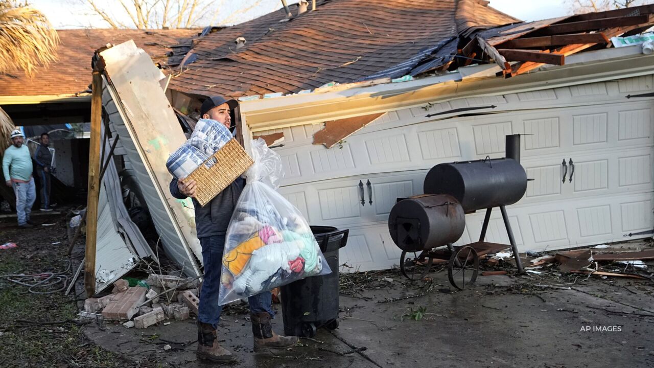 Several people were injured when a winter storm brought tornadoes, flooding and even snow to Texas and other states along the Gulf Coast.