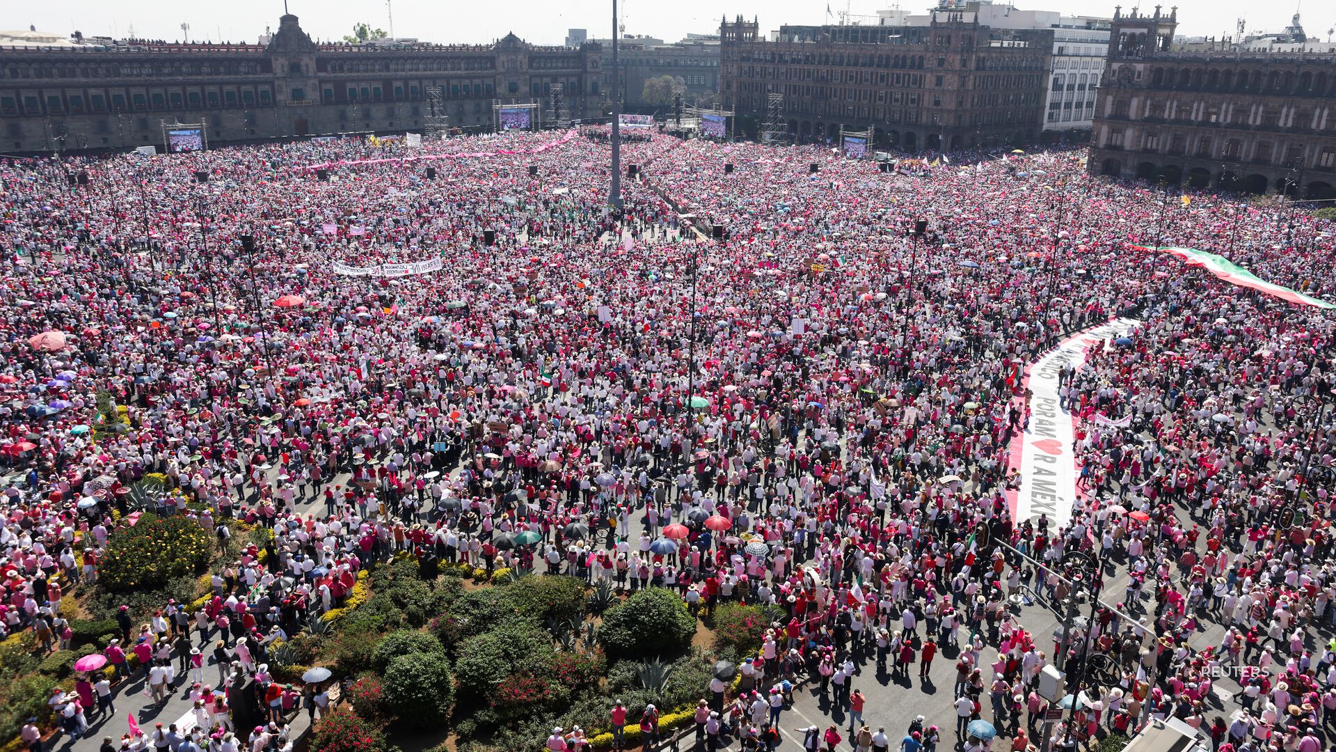 Tens of thousands of Mexican citizens filled the main plaza in Mexico City Sunday in protest of election law changes that passed last week.