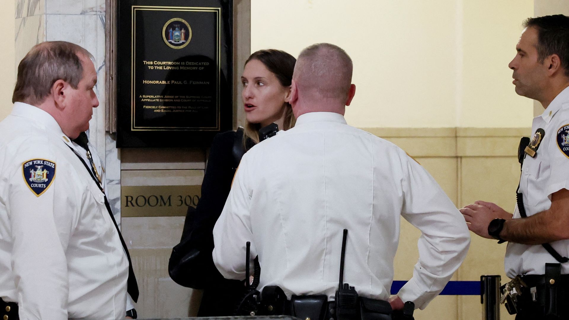 A woman spectating at the civil fraud trial against former President Donald Trump was arrested after allegedly trying to approach him.