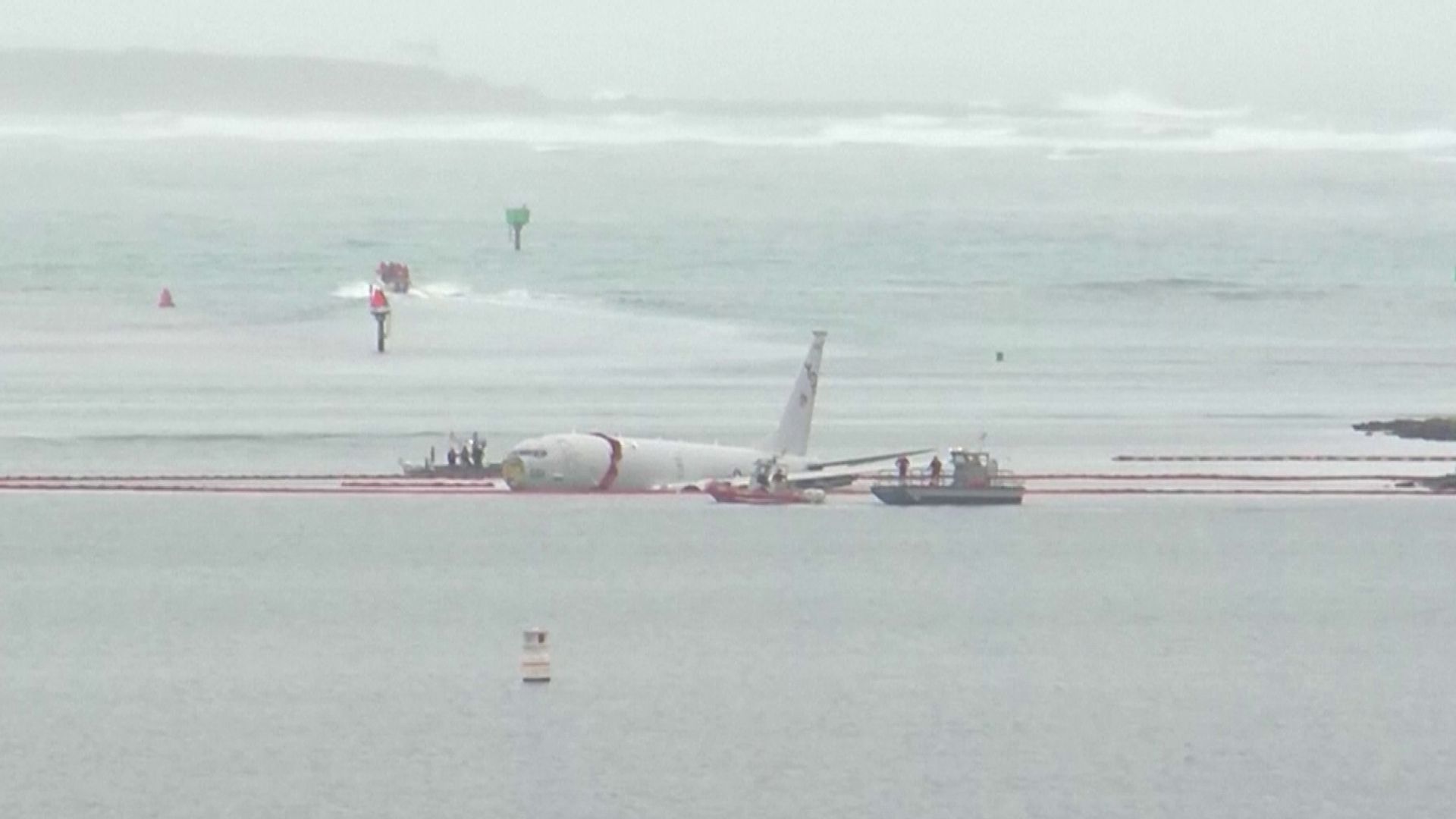 A Navy plane overshot its landing on a Marine Corps base, just miles outside of Honolulu in Hawaii and ended up in Kaneohe Bay