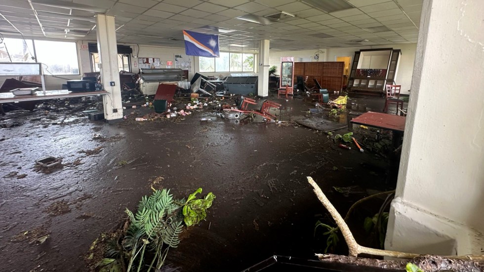 Rogue waves crashed into a bar at U.S. Army Garrison Kwajalein Atoll in the Marshall Islands, causing damage that could take months to repair.