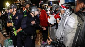 Officers move in on the campus of UCLA as the LAPD calls the pro-Palestinian encampment an "unlawful gathering."