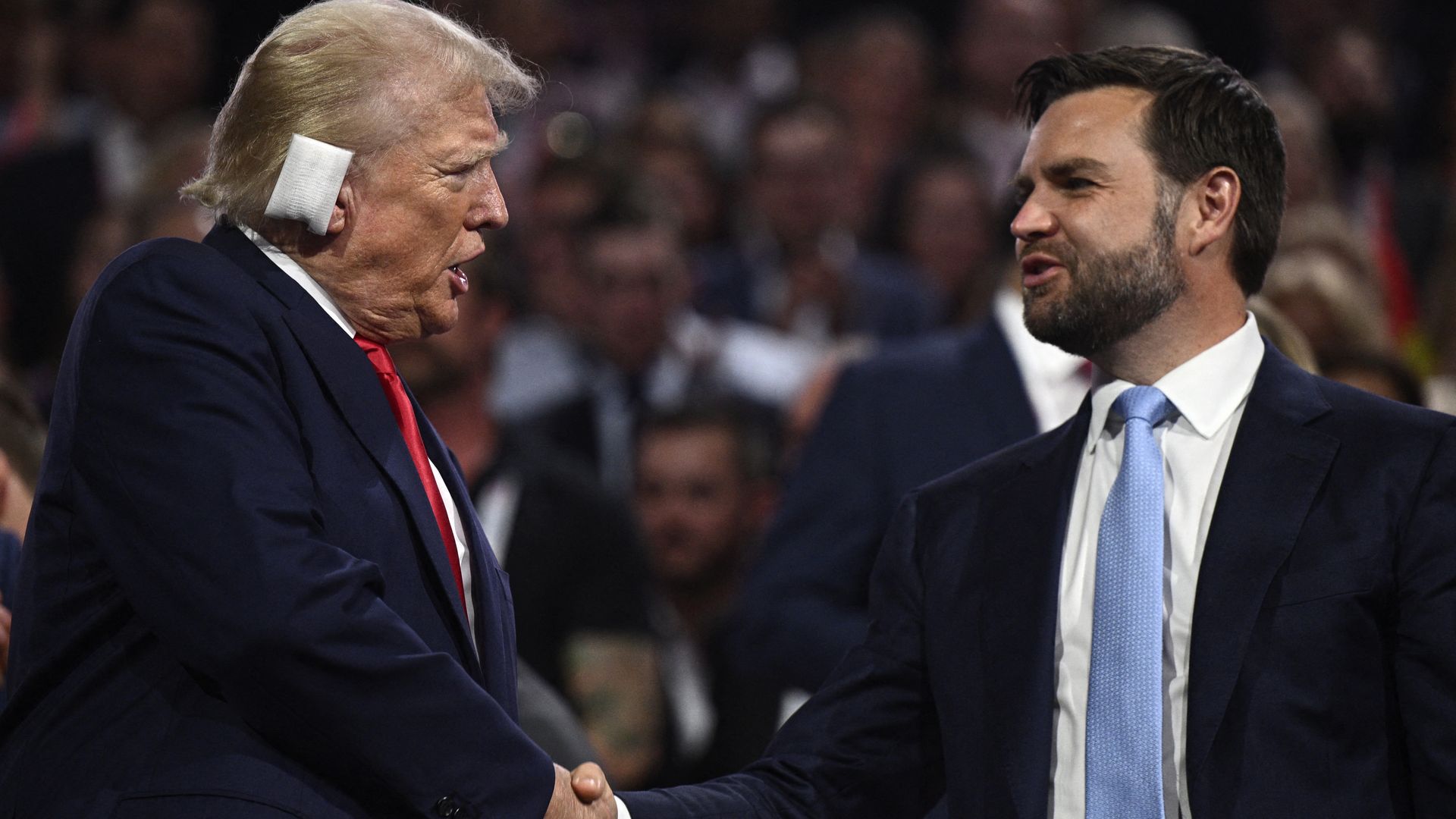 Former President Donald Trump arrived at the Republican National Convention where Ohio Senator J.D. Vance was nominated as his running mate.