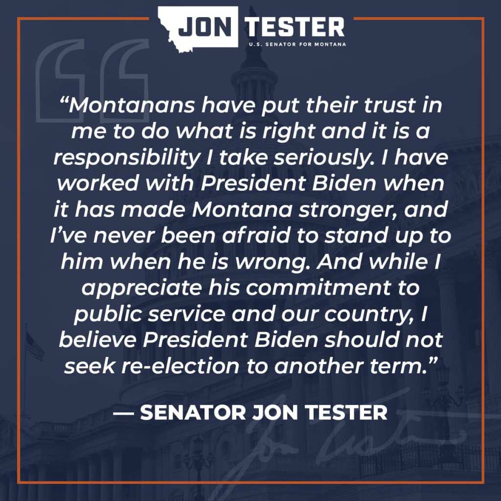 Montana Sen. John Tester calls for President Biden to drop out of the 2024 race.