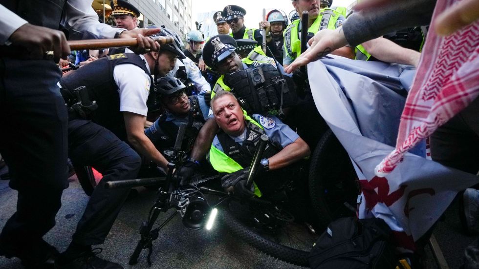 Dozens of protesters were reportedly arrested after clashing with police outside the Israeli Consulate in Chicago during the second night of the Democratic National Convention.