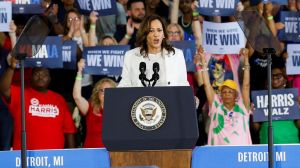 At a campaign rally in Michigan, Vice President Kamala Harris responded to protesters criticizing the White House response to the war in Gaza.