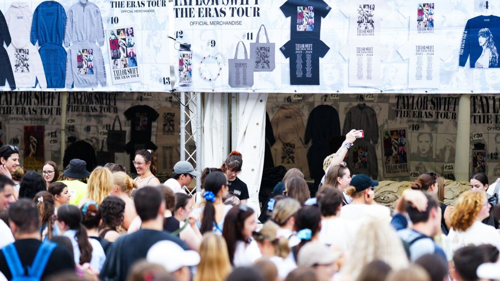 Fans buying merchandise in Vienna, Austria on Aug. 7, a day before her now-canceled concerts in the city.