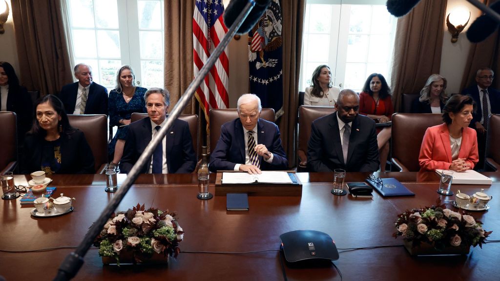 President Joe Biden held his first cabinet meeting in nearly a year on Friday, Sept. 20. First Lady Jill Biden also participated.