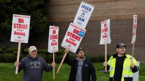 More than 30,000 Boeing factory workers walked off the job Friday after overwhelmingly rejecting an offer from Boeing for 25% raises.