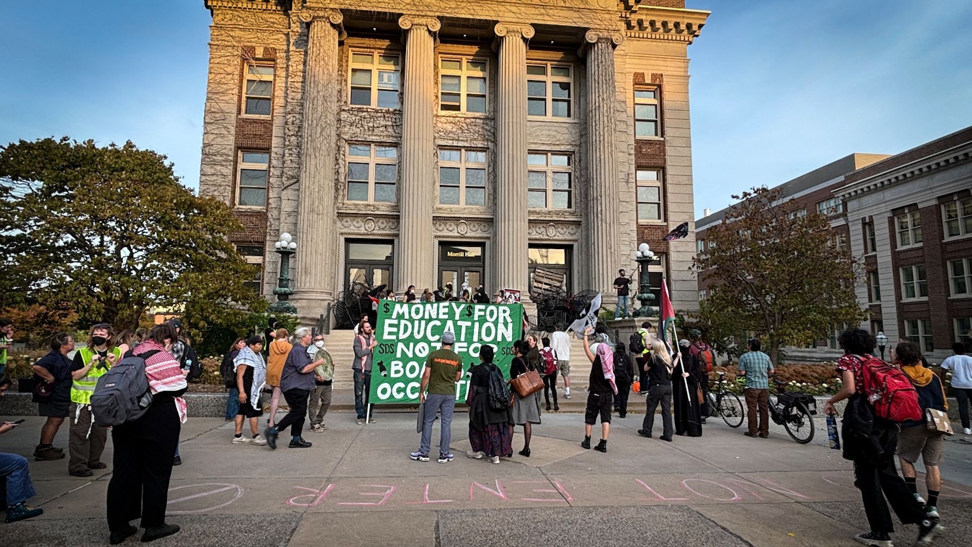 Pro-Palestinian protesters were arrested at the University of Minnesota Twin Cities on Monday after vandalizing and barricading Morrill Hall.