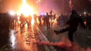 Thousands of protesters in Georgia took to the streets and some clashed with police after the country decided to suspended talks with the EU.