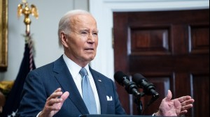 President Joe Biden and Vice President Kamala Harris addressed Democratic lawmakers at a holiday reception in Washington on Sunday, Dec. 15.