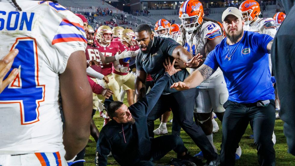 College football rivalry week featured a number of post-game fights after players planted their team's flag on the other team's field.