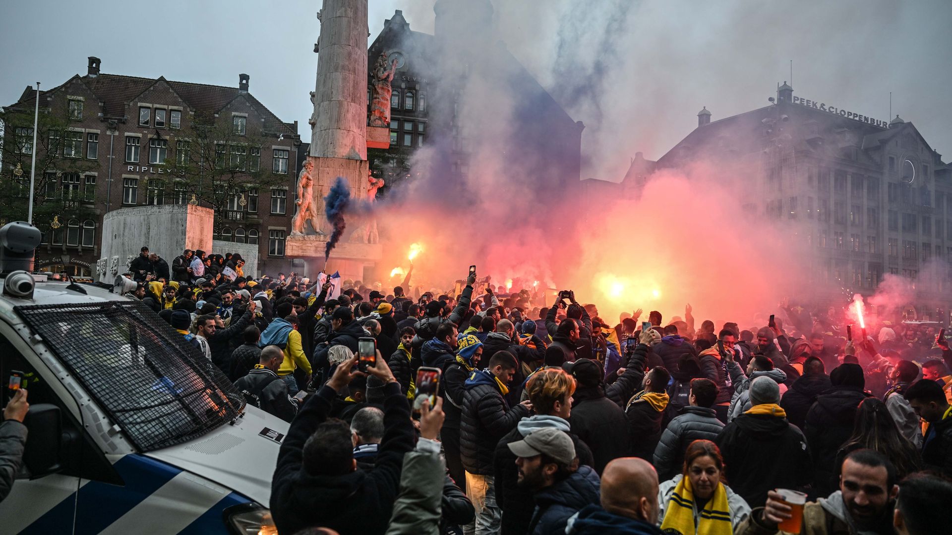 Five men have been sentenced for their role in riots before a soccer match between a Dutch club and Israeli club last month.