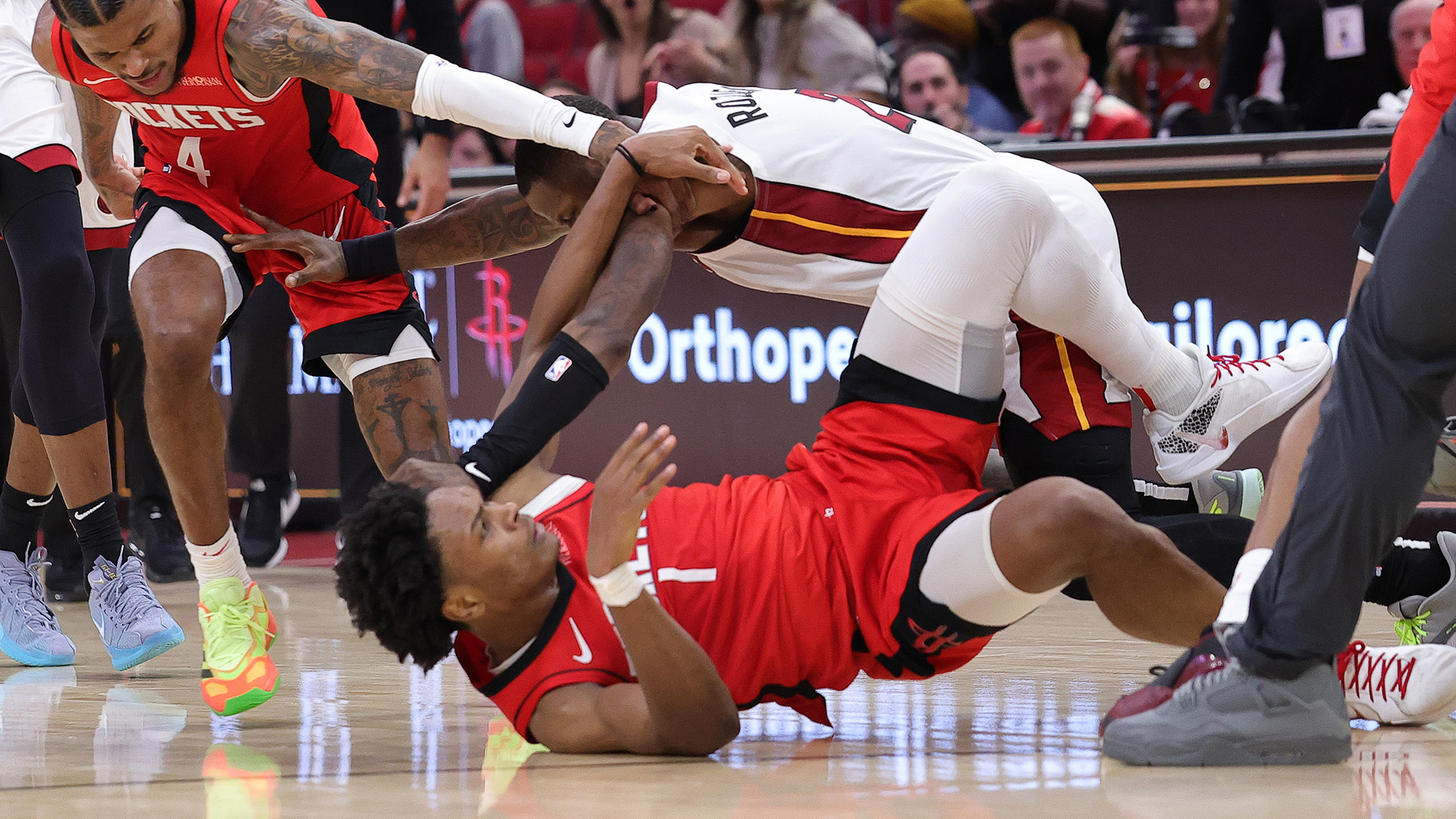 The NBA has suspended Miami Heat guard Terry Rozier and Houston Rockets forward Amen Thompson for their role in a fight Sunday.