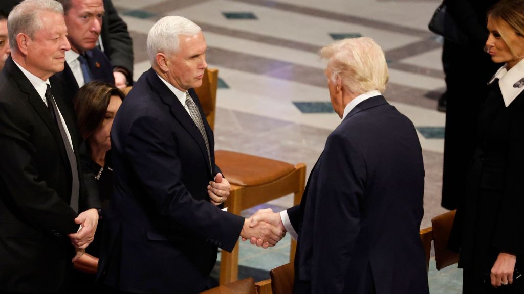 At Jimmy Carter's funeral, former VP Mike Pence shook hands with President-elect Donald Trump, marking their first public meeting since 2021.