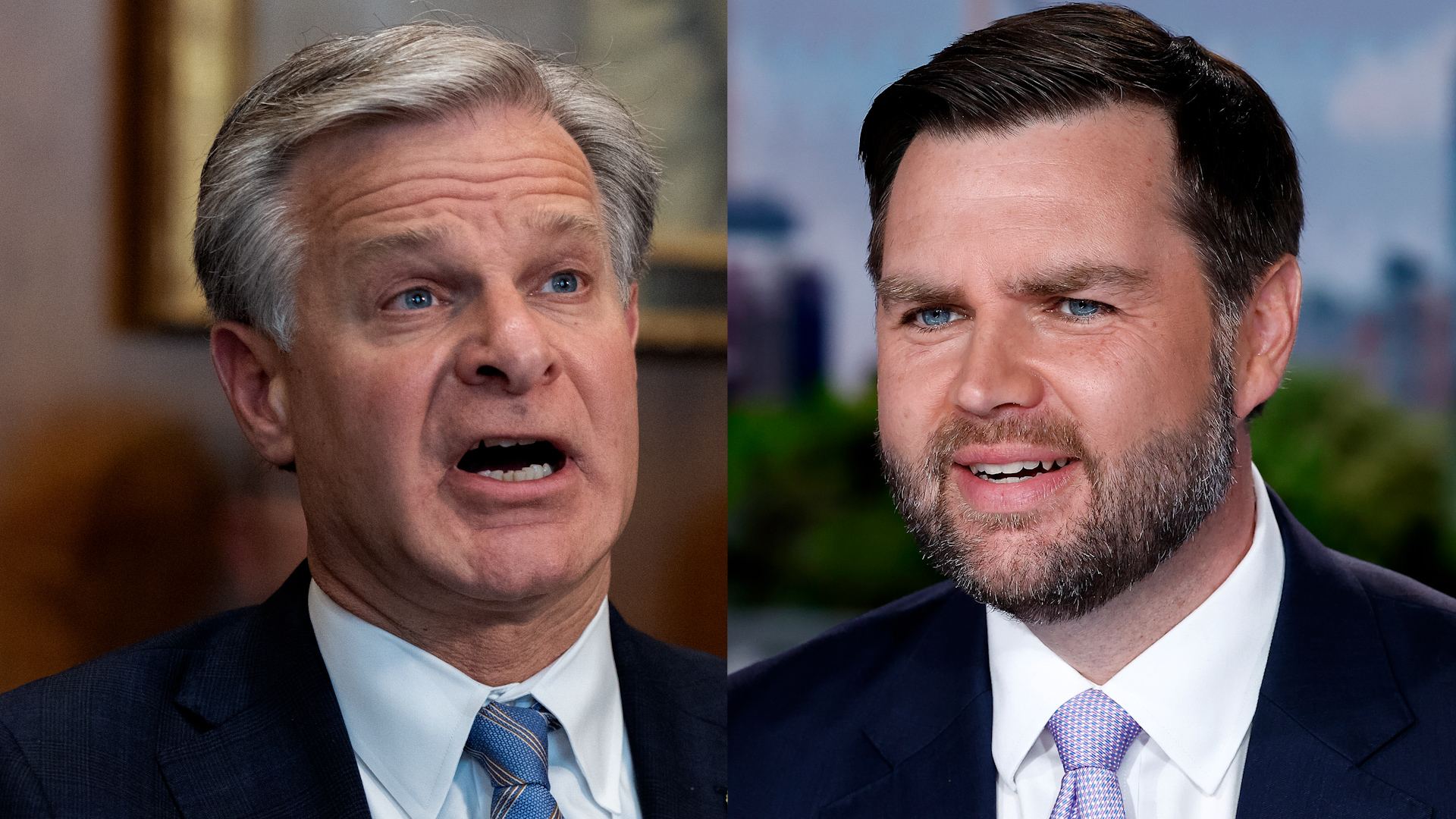 JD Vance and Christopher Wray discuss Trump's agenda, January 6th pardons and FBI leadership changes in Fox News and 60 Minutes interviews.