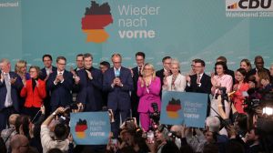 Germany's election results show the center-right opposition party, led by Friedrich Merz, poised to take control with 29% of the vote.