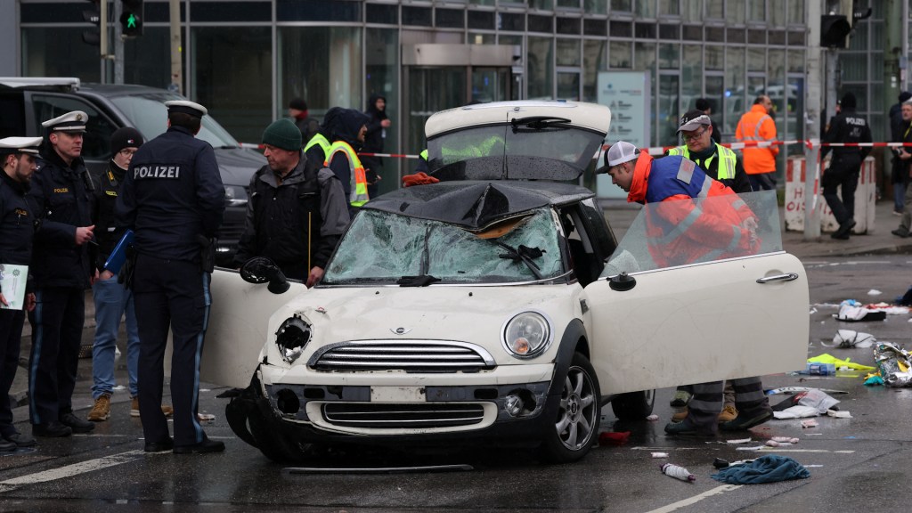 A car drove into a crowd in central Munich on Thursday, Feb. 13, injuring at least 28 people, including children, in what officials called a suspected attack. The incident occurred around 10:30 a.m. near the city center, just a day before the annual Munich Security Conference, which gathers global leaders to discuss international security issues.